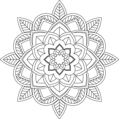 Easy Mandala coloring book simple and basic for beginners, seniors and children. Set of Mehndi flower pattern for Henna drawing and tattoo. Decoration in ethnic oriental, Indian style.