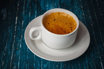 Still life- autumn motif. Breakfast- cup of coffee is on the table