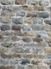 Digital painting of old brickwork in natural tones