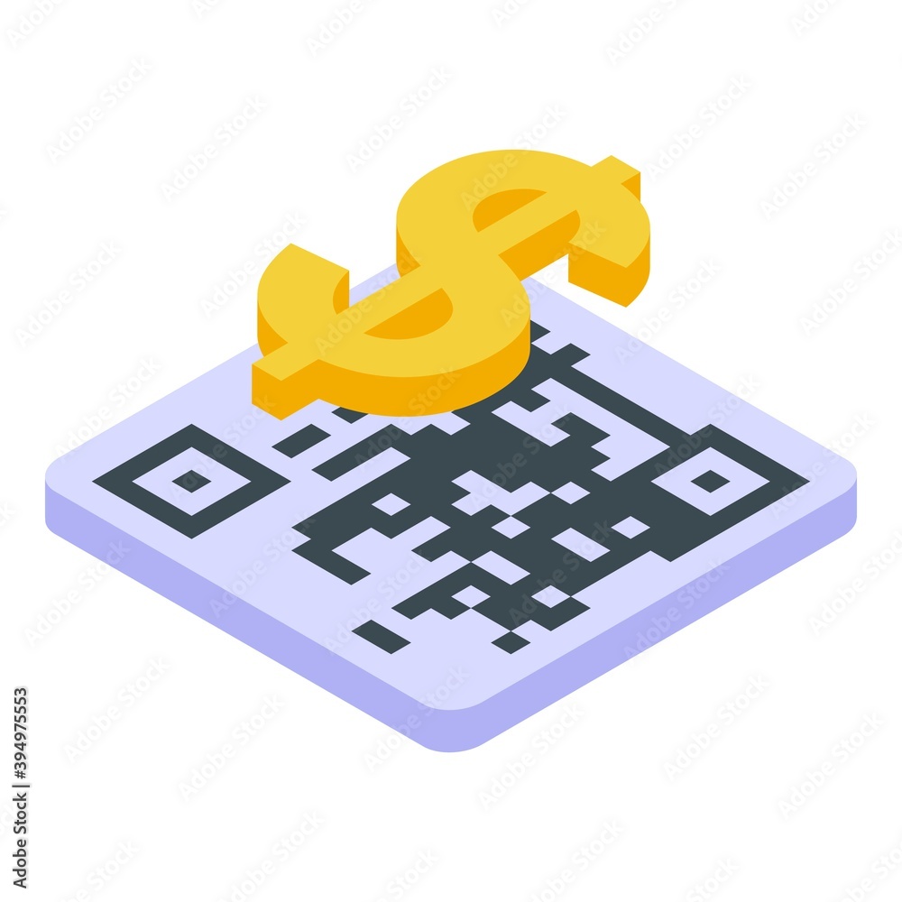 Poster qr code mobile payment icon. isometric of qr code mobile payment vector icon for web design isolated