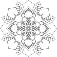 Easy Mandala coloring book simple and basic for beginners, seniors and children. Set of Mehndi flower pattern for Henna drawing and tattoo. Decoration in ethnic oriental, Indian style.