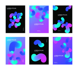 Fototapeta na wymiar Covers with fluid geometric pattern. Stylish colorful backgrounds. Applicable for Banners, Placards, Posters, Flyers. Eps10 vector template.