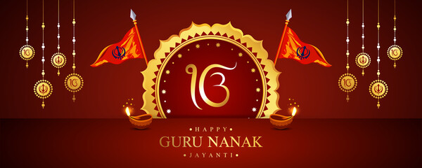 Happy Gurpurab, Guru Nanak Jayanti, Festival of Punjabi Sikh Religion, vector background.