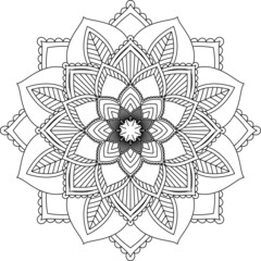 Easy Mandala coloring book simple and basic for beginners, seniors and children. Set of Mehndi flower pattern for Henna drawing and tattoo. Decoration in ethnic oriental, Indian style.