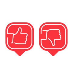 Like and Dislike icon. Thin line check mark icons set isolated on white background. Thumbs up and thumbs down icons. Like or confirm button, dislike or reject button. Yes or No symbol. EPS 10.