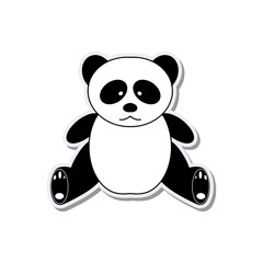 Funny sticker with a panda. Black and white panda icon. Good for postcards, children's books and stickers. Vector.