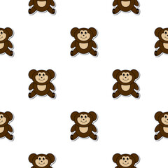 Seamless pattern with funny monkey. Endless background. Good for postcards, prints, wrapping paper and backgrounds. Vector.