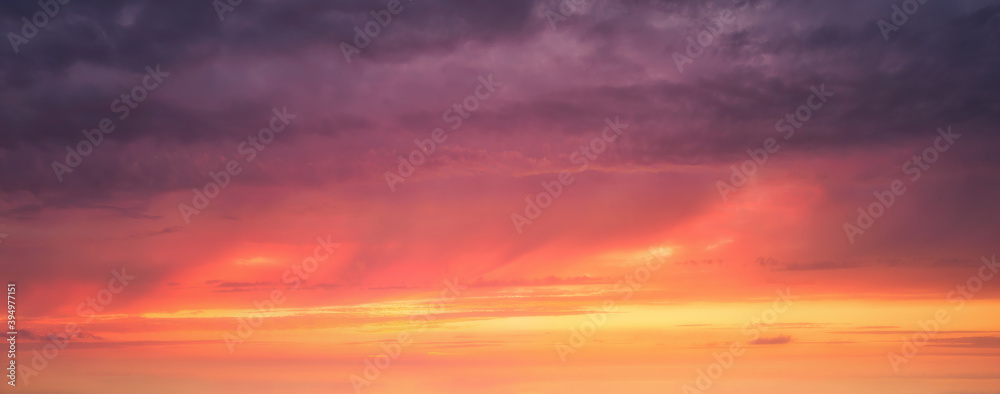 Sticker background of cloudscape with red clouds at sunset on sky