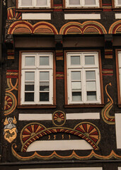 Typisch Einbecker Fachwerk; Detail eines Fachwerkhauses am Marktplatz/ Lange Brücke