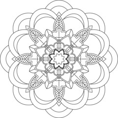 Easy Mandala coloring book simple and basic for beginners, seniors and children. Set of Mehndi flower pattern for Henna drawing and tattoo. Decoration in ethnic oriental, Indian style.