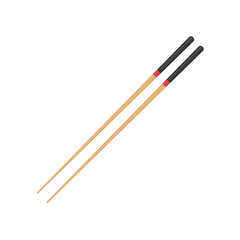Chopsticks for chinese sushi, japan hashi. Pair wooden chopsticks isolated on white background. Wooden chopstick icon in flat style. Japanese, asian cuisine in restaurant. Vector illustration ESP 10.