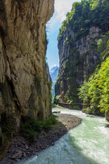 Aare Gorge - Aareschlucht, river Aare, canyon, near the town of Meiringen, in the Bernese Oberland region of Switzerland.