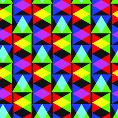 Seamless vector abstract patterns. Multicolor triangle shapes background. Collection of bright 10 eps wallpapers. For deign, fabric, textile, cover, web, wrapping etc.