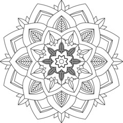 Easy Mandala coloring book simple and basic for beginners, seniors and children. Set of Mehndi flower pattern for Henna drawing and tattoo. Decoration in ethnic oriental, Indian style.