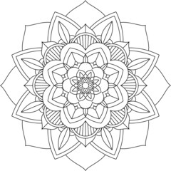 Easy Mandala coloring book simple and basic for beginners, seniors and children. Set of Mehndi flower pattern for Henna drawing and tattoo. Decoration in ethnic oriental, Indian style.