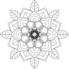 Easy Mandala coloring book simple and basic for beginners, seniors and children. Set of Mehndi flower pattern for Henna drawing and tattoo. Decoration in ethnic oriental, Indian style.