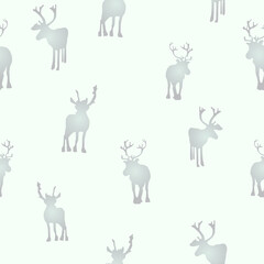 Reindeers seamless pattern. Abstract vector green background. Graphic design of animal texture. Illustration EPS10.
