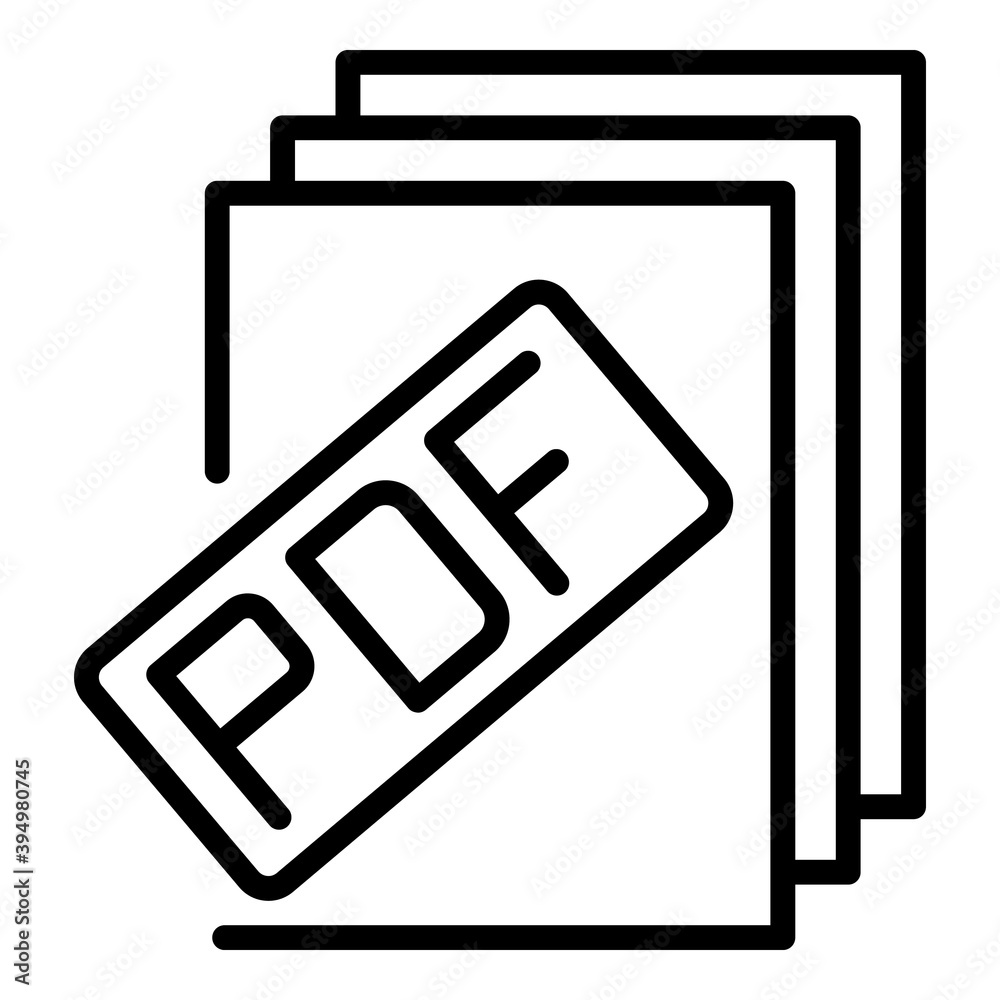 Poster pdf file report icon. outline pdf file report vector icon for web design isolated on white backgroun