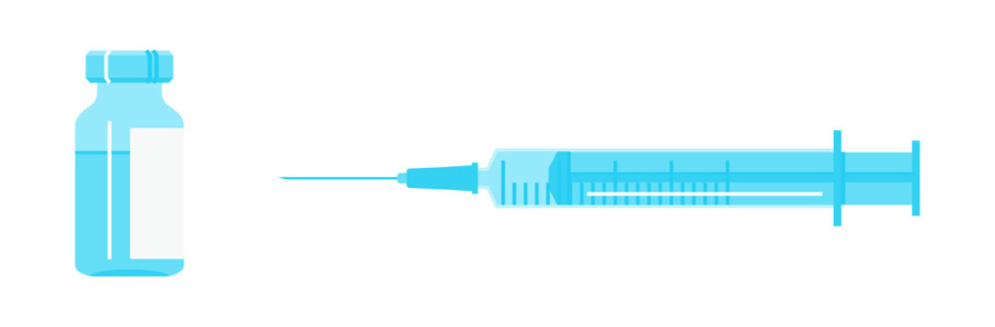 Plastic syringe with needle. Vaccination concept