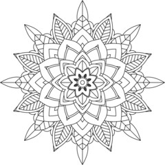 Easy Mandala coloring book simple and basic for beginners, seniors and children. Set of Mehndi flower pattern for Henna drawing and tattoo. Decoration in ethnic oriental, Indian style.