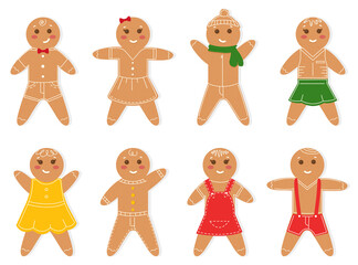 Gingerbread Man Cookies Cartoon Style
