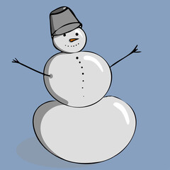 cute winter snowmen for design, posters, websites. Vector illustration