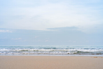 Beautiful beach background against blue sky in Phuket Thailand.
