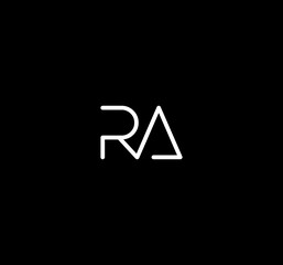 Letter RA alphabet logo design vector. The initials of the letter R and A logo design in a minimal style are suitable for an abbreviated name logo.