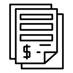 Money papers icon. Outline money papers vector icon for web design isolated on white background