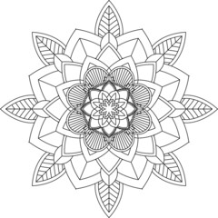 Easy Mandala coloring book simple and basic for beginners, seniors and children. Set of Mehndi flower pattern for Henna drawing and tattoo. Decoration in ethnic oriental, Indian style.