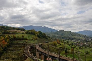 Fototapeta na wymiar train on the mountain