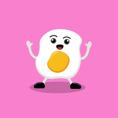 Cute Fried Egg Character Concept. Vector Food Mascot Illustration Design