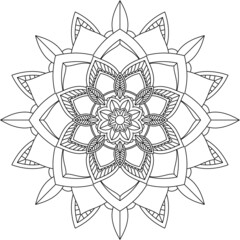 Easy Mandala coloring book simple and basic for beginners, seniors and children. Set of Mehndi flower pattern for Henna drawing and tattoo. Decoration in ethnic oriental, Indian style.