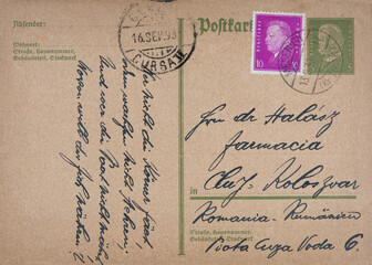 vintage retro alt old postkarte post card handschrift handwriting deutsches reich briefmarke stamp...