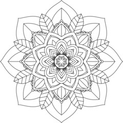 Easy Mandala coloring book simple and basic for beginners, seniors and children. Set of Mehndi flower pattern for Henna drawing and tattoo. Decoration in ethnic oriental, Indian style.