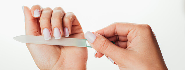 woman applying polish