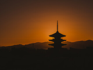 夕暮れの美しい法観寺、八坂の塔