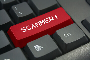 red scammer keyboard button