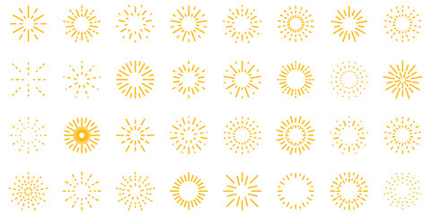 Firework icons set. Outline set of firework vector icons thin line color flat on white - obrazy, fototapety, plakaty