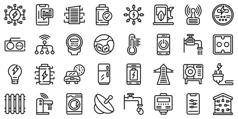 Smart consumption icons set. Outline set of smart consumption vector icons for web design isolated on white background