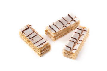 Millefoglie or French mille-feuille isolated on white background