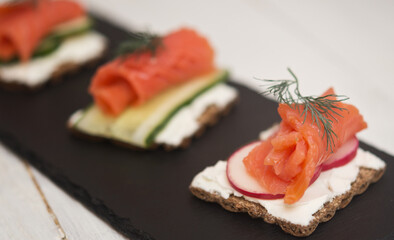 Canapes with salmon