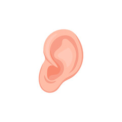 Ear human anatomy organ, icon isolated on white background. Cartoon flat design. Vector illustration.