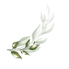 watercolor greenery arrangements with leaves, herbs.  herbal illustration. Botanic composition for wedding, save the date, greeting card.