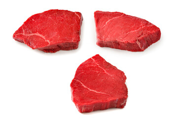 Beef steak isolated on white background.