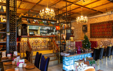 Interior of cozy georgian restaurant