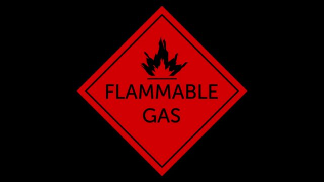 flammable gas warning sign with alpha channel