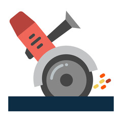 Grinder Cutter Concept Vector Color Icon Design, Arc welding equipment and Metal Work Symbol on white background, Construction and Industrial manufacturing Sign 