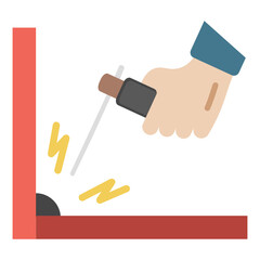 Mig welding gun for tight spaces Concept , Electric Spark Weld Vector Color Icon Design, Arc welding equipment and Metal Work Symbol on white background, Construction and Industrial manufacturing Sign