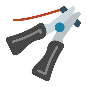Ground Cable Clamp Connected with Wire Concept, Single Phase Vector Color Icon Design, Arc welding equipment and Metal Work Symbol on white background, Construction and Industrial manufacturing Sign 